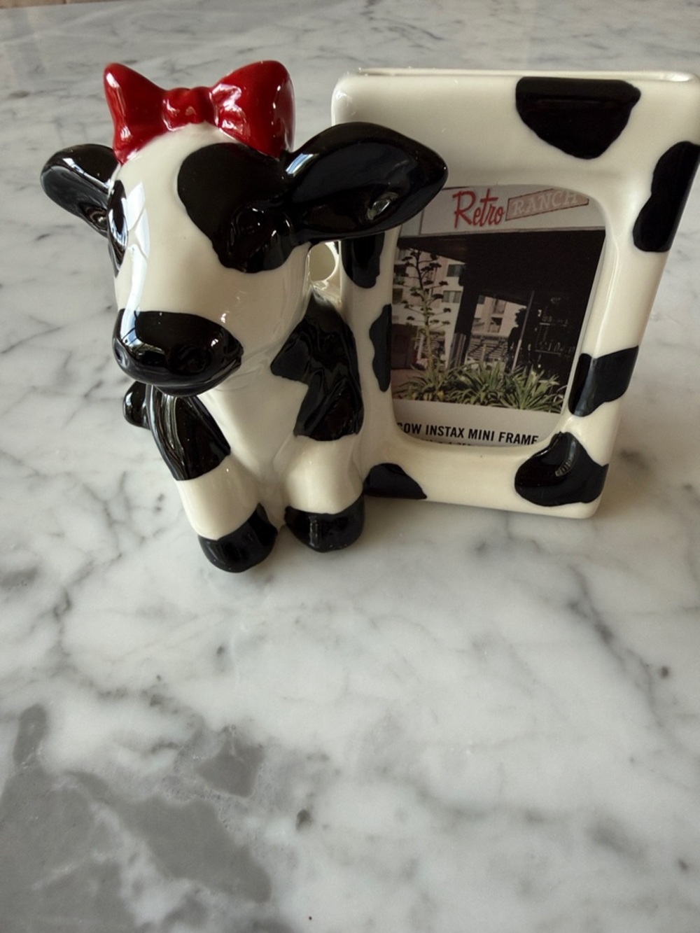 Cute ceramic cow plant holder and frame combo. Great gift !